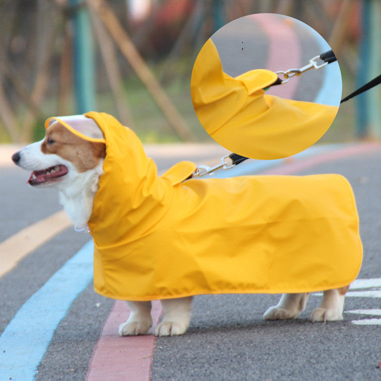 Hondenregenjas met transparante rand, poncho en buikband