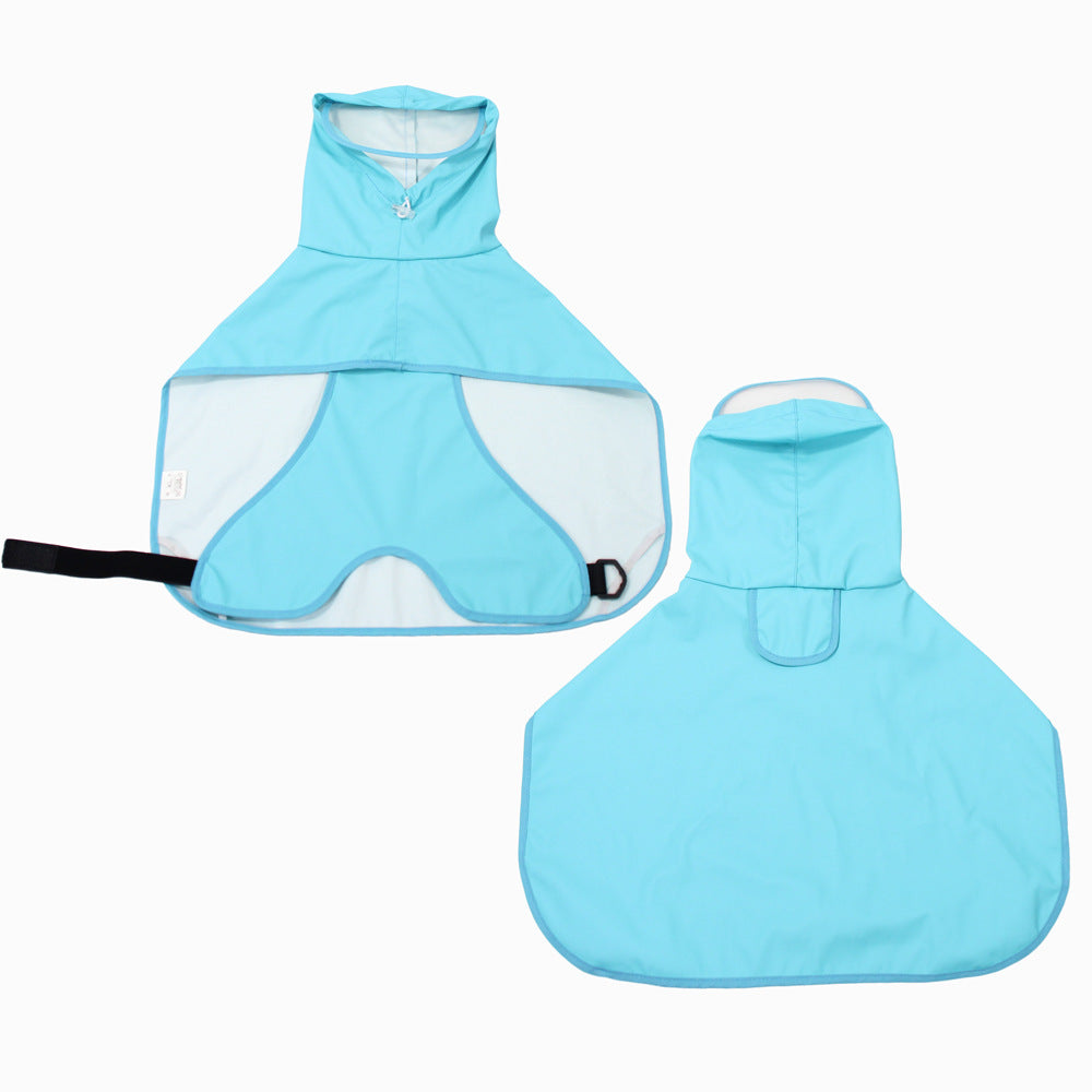 Hondenregenjas met transparante rand, poncho en buikband
