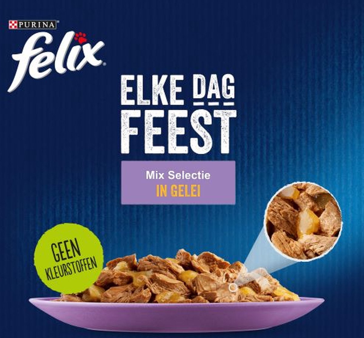 Felix Elke Dag Feest Mix selectie in Gelei - Kattenvoer Natvoer - Zalm Tonijn Rund & Kip - 120 x 85 g
