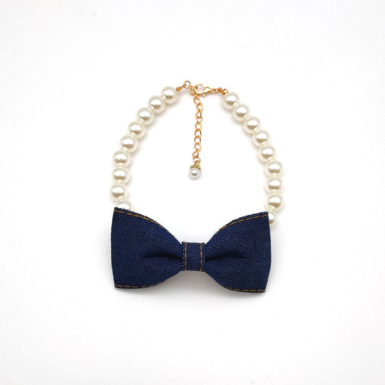 Huisdier Halsketting Kat Hond Accessoires Parelketting Denim Strik Hanger Schattig Prinses Slabbetje