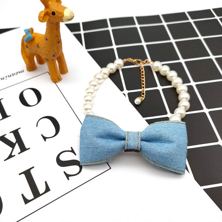 Huisdier Halsketting Kat Hond Accessoires Parelketting Denim Strik Hanger Schattig Prinses Slabbetje