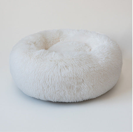 Pluche ronde hondenmand voor kleine honden - kalmerende, zelfverwarmende nestmat voor huisdieren