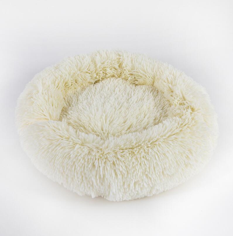 Pluche ronde hondenmand voor kleine honden - kalmerende, zelfverwarmende nestmat voor huisdieren