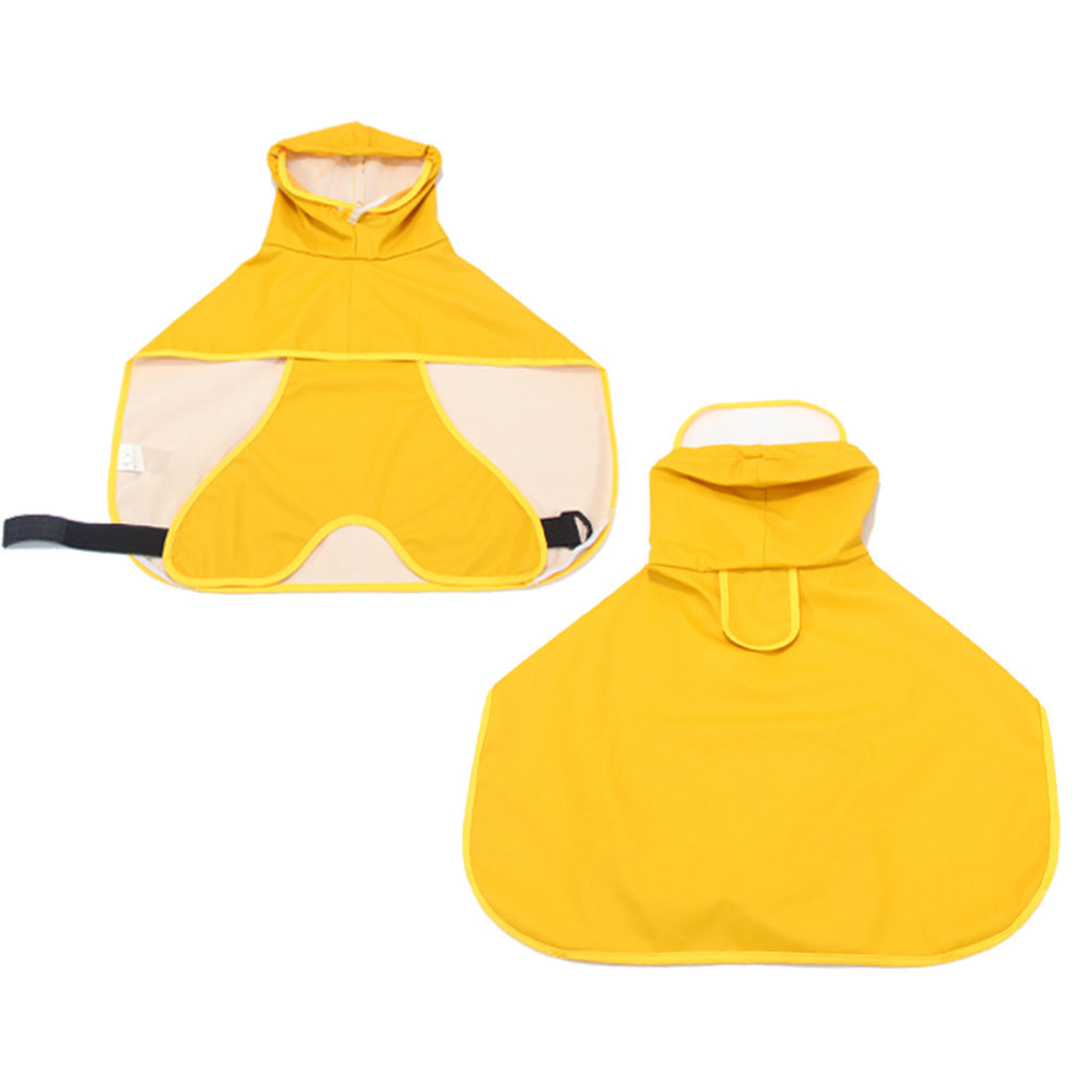 Hondenregenjas met transparante rand, poncho en buikband