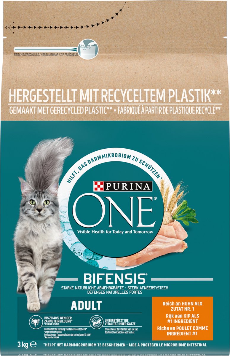 Purina ONE Adult - Kattenvoer Droogvoer - Kip & Volkoren Granen - 3 kg