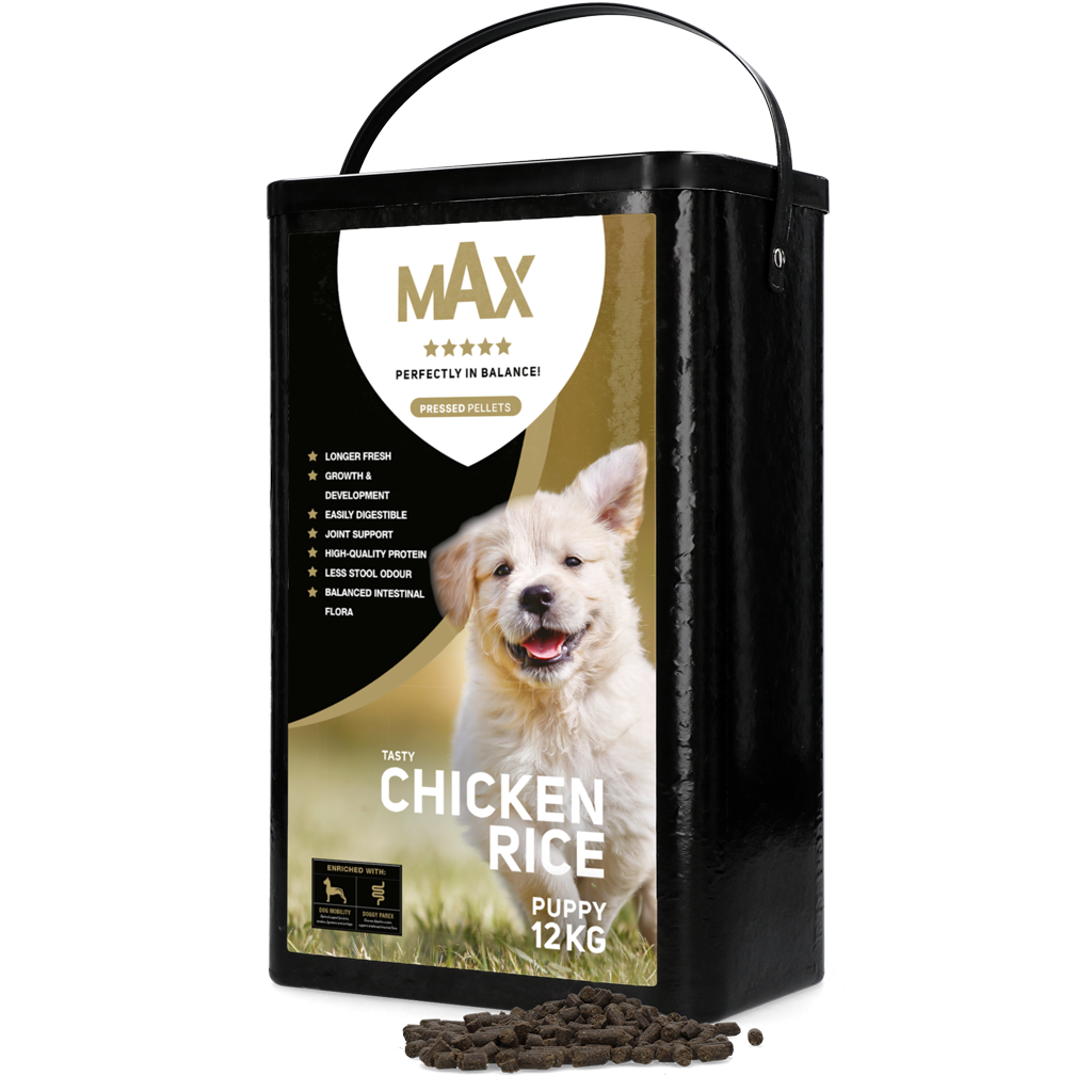 Max Puppy Geperste Brokken Kip & Rijst 12 kg