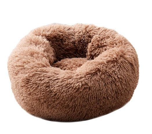 Plush Round Dog Bed for Small Dogs - Calming, Self-Heating Pet Nest Mat