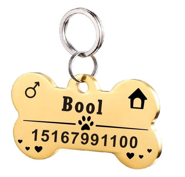 Gepersonaliseerde honden-ID-tag van roestvrij staal voor huisdieren