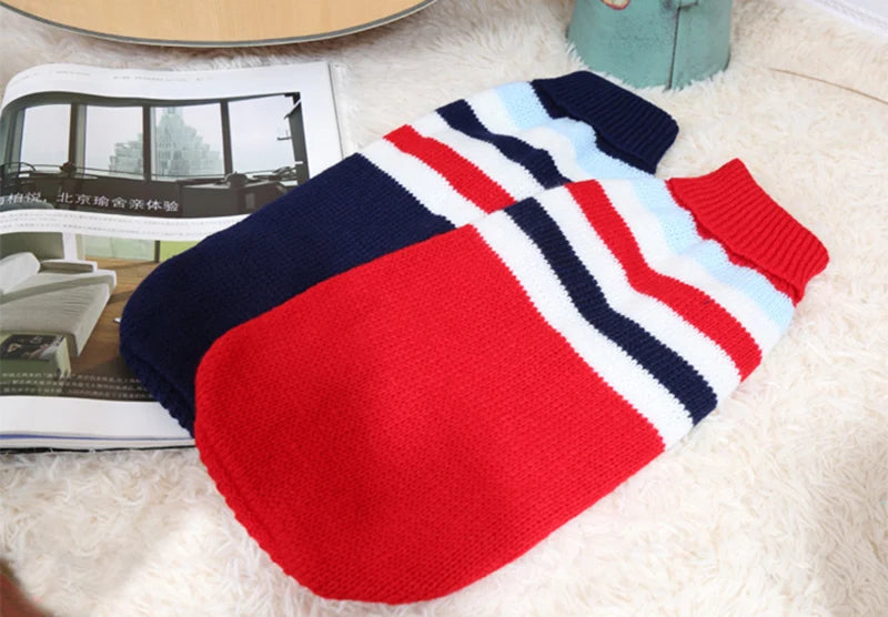 Stripe Big Dog Sweater Winter Warm Pet Clothes