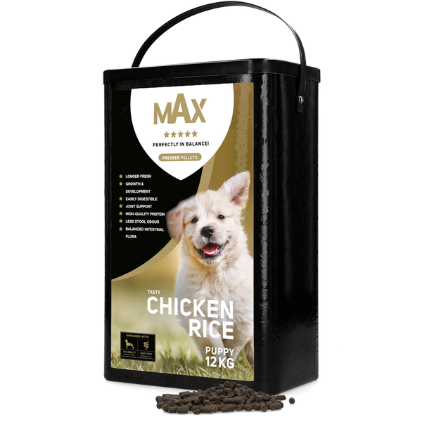 Max Puppy Geperste Brokken Kip & Rijst 12 kg