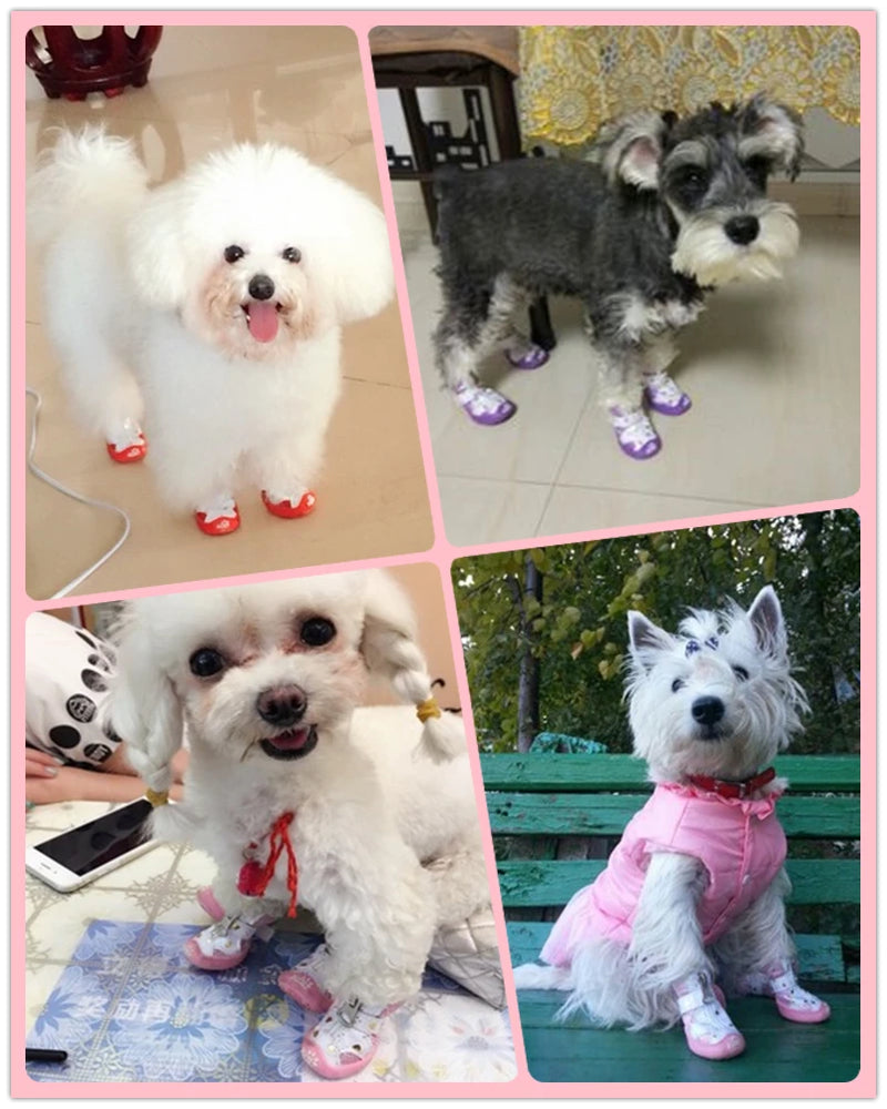 Small Dog Booties 4PCS Cute Breathable Shoes