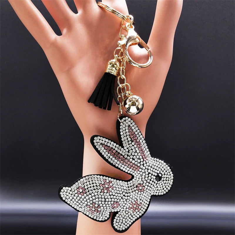 Crystal Chihuahua Dog Keychain - Gold Bag Charm for Women