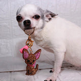 Crystal Chihuahua Dog Keychain - Gold Bag Charm for Women