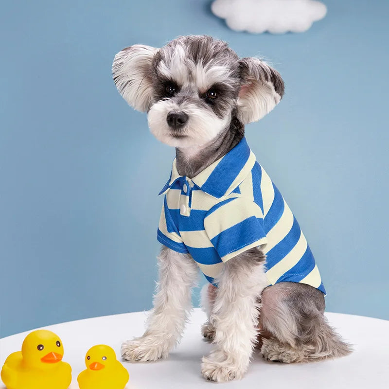 Summer Striped Polo Shirt for Dogs and Cats