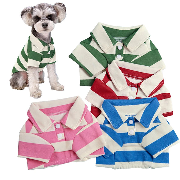 Summer Striped Polo Shirt for Dogs and Cats