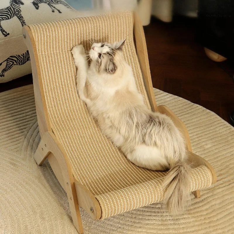 Cozy Elevated Lounge Chair with Scratching Pad - for Cats/Dogs