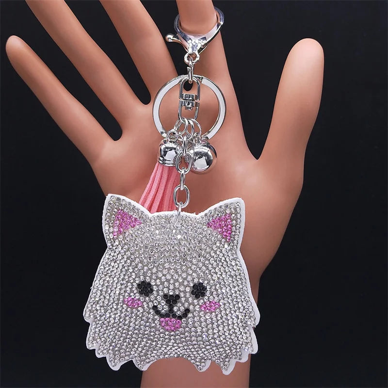 Crystal Chihuahua Dog Keychain - Gold Bag Charm for Women