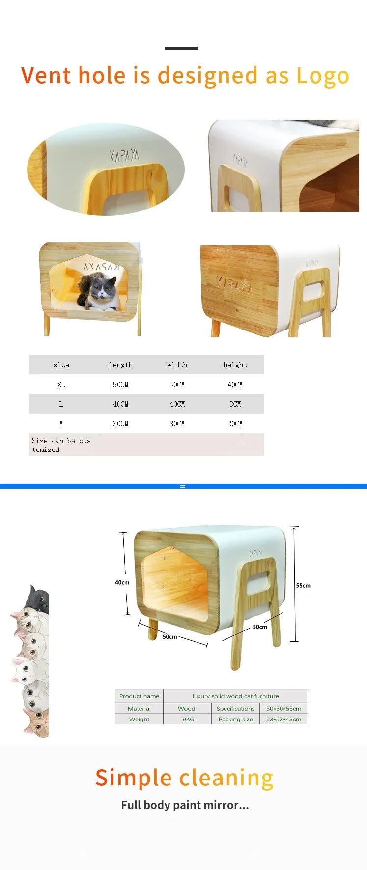 Luxury Wooden Kennel Cat House - Hot Sale High Quality