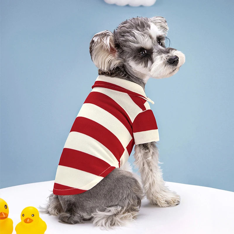 Summer Striped Polo Shirt for Dogs and Cats