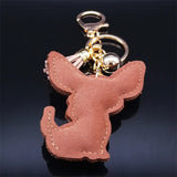 Crystal Chihuahua Dog Keychain - Gold Bag Charm for Women