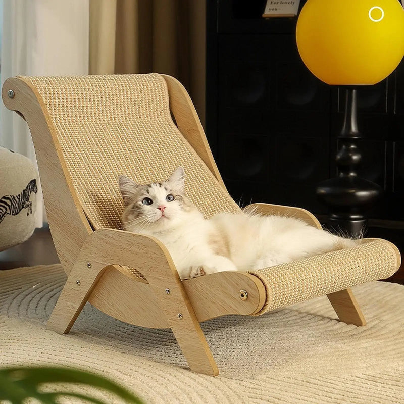 Cozy Elevated Lounge Chair with Scratching Pad - for Cats/Dogs