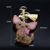 Crystal Chihuahua Dog Keychain - Gold Bag Charm for Women